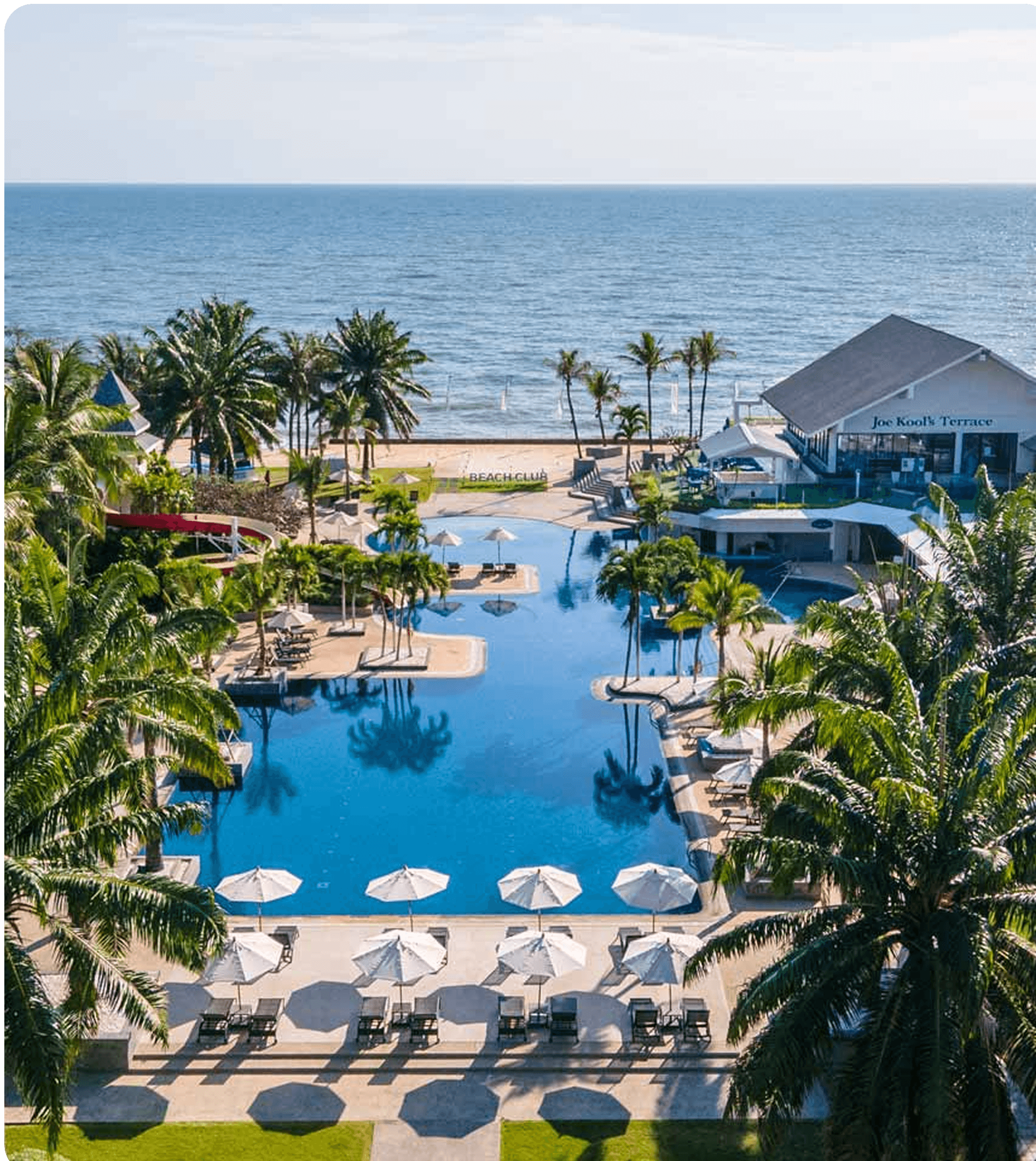 Luxury resort with pool and beach view